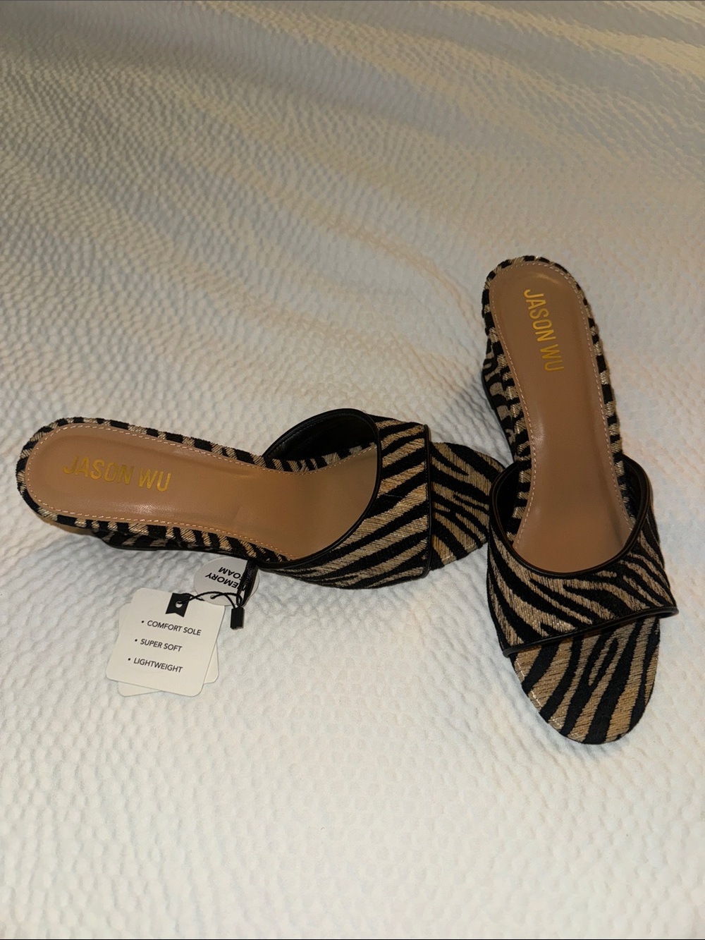 Jason Wu Black & Tan Zebra-Print Slide Mules - Picture 5 of 5